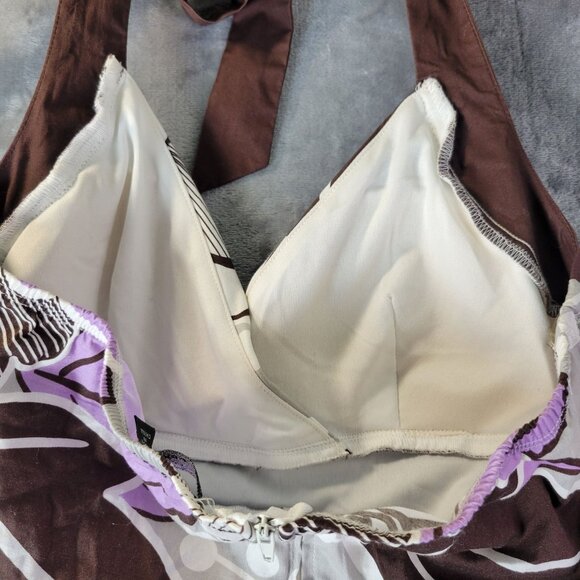 Ruby Rox Juniors‎ Halter Dress 11 White Purple Floral Babydoll Party Y2K Retro - Picture 6 of 11